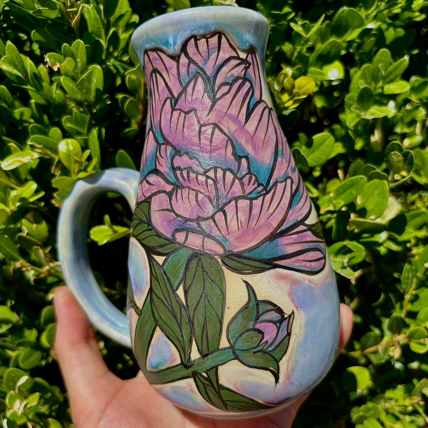 Hand-Painted Peony Drip Mug #115