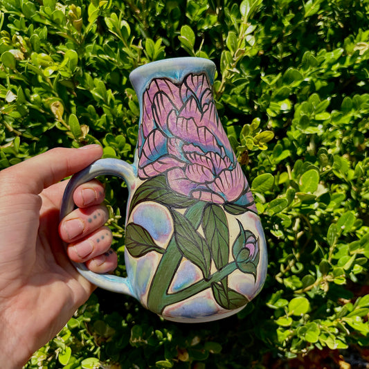 Hand-Painted Peony Drip Mug #115
